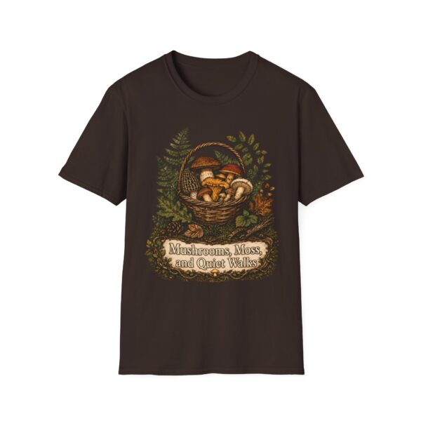 Mushrooms Walks Quiet Walks Wild Mushroom Basket T-Shirt | Foraging Nature Graphic Tee