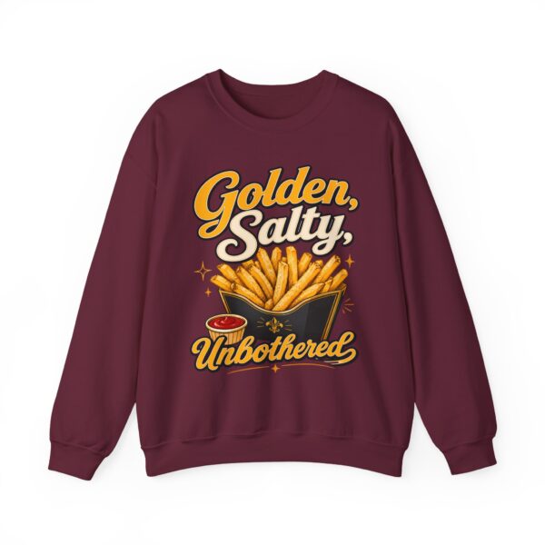French Fry Crewneck Sweatshirt — "Golden, Salty, Unbothered" Graphic