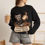 Certified Sock Thief Sweatshirt — Cute Ferret/Weasel Graphic Crewneck
