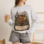 Mushroom Basket Sweatshirt — "Mushrooms, Moss, and Quiet Walks" Cozy Nature Crewneck