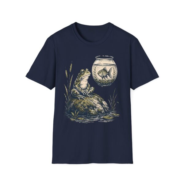 Vintage Frog & Floating Fishbowl T-Shirt — Whimsical Nature Tee