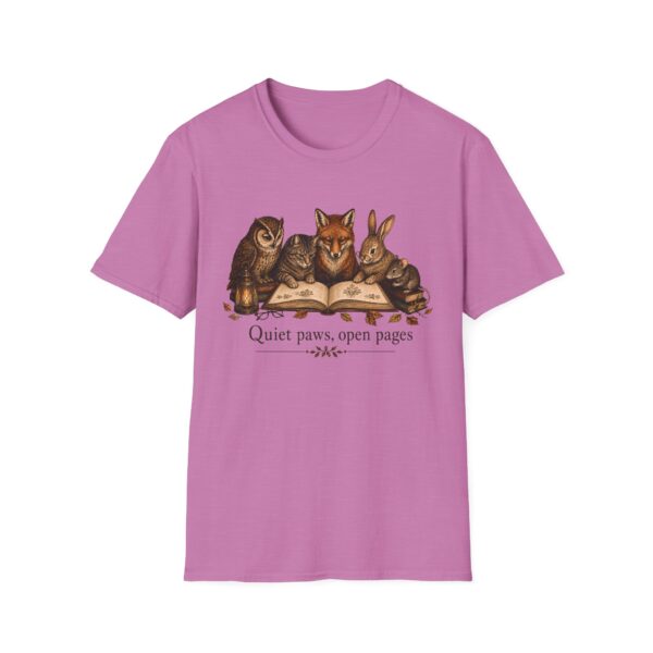 Reading Forest Animals T-Shirt — "Quiet Paws, Open Pages" Book Lover Tee