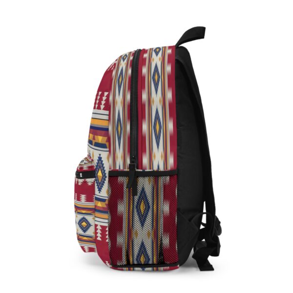 Backpack - Blue Diamonds and Burgundy Geometric Southwest Aztec Pattern Design