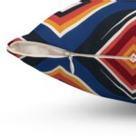 Square Pillow - Blue, Black, Orange, and Yellow Diamond Print