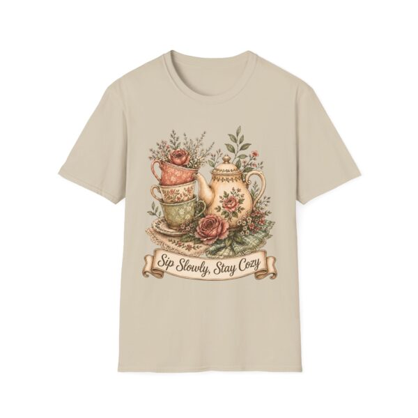 Tea Time Floral T-Shirt — "Sip Slowly, Stay Cozy" Vintage Teapot Tee