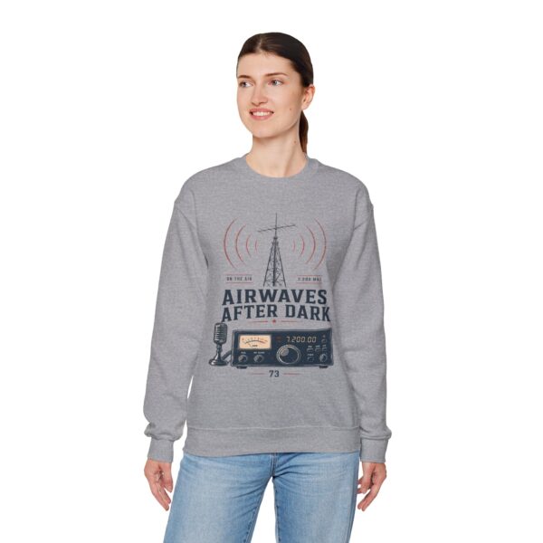 Airwaves After Dark Retro Radio Crewneck — Ham Radio Antenna Sweatshirt