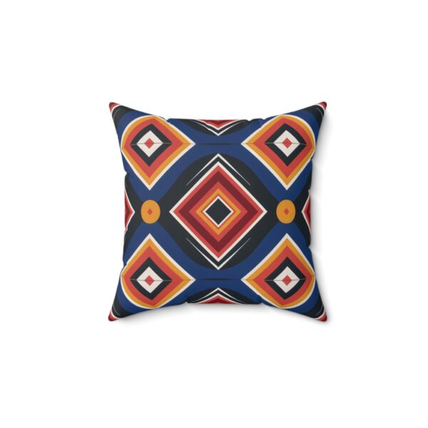 Square Pillow - Blue, Black, Orange, and Yellow Diamond Print