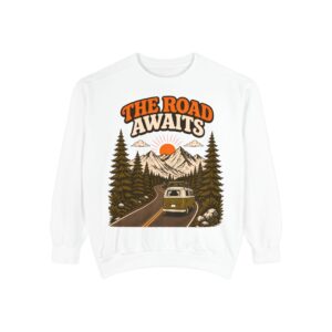 The Road Awaits Vintage Camper Sweatshirt — Adventure Crewneck