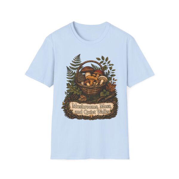 Mushrooms Walks Quiet Walks Wild Mushroom Basket T-Shirt | Foraging Nature Graphic Tee