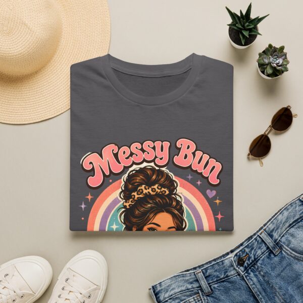 Messy Bun Magic Retro Rainbow Hair Lover T‑Shirt