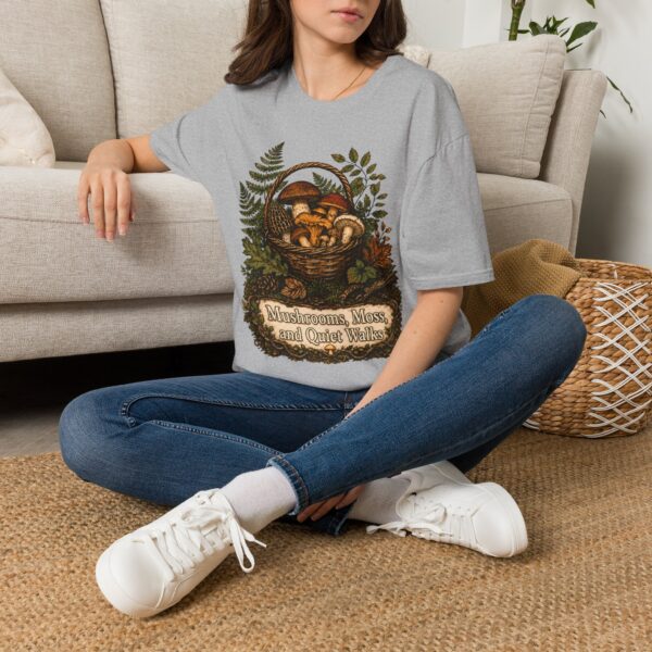 Mushrooms Walks Quiet Walks Wild Mushroom Basket T-Shirt | Foraging Nature Graphic Tee