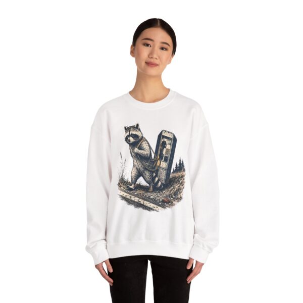 Raccoon in Ditch Vintage Crewneck Sweatshirt — Retro Payphone Graphic