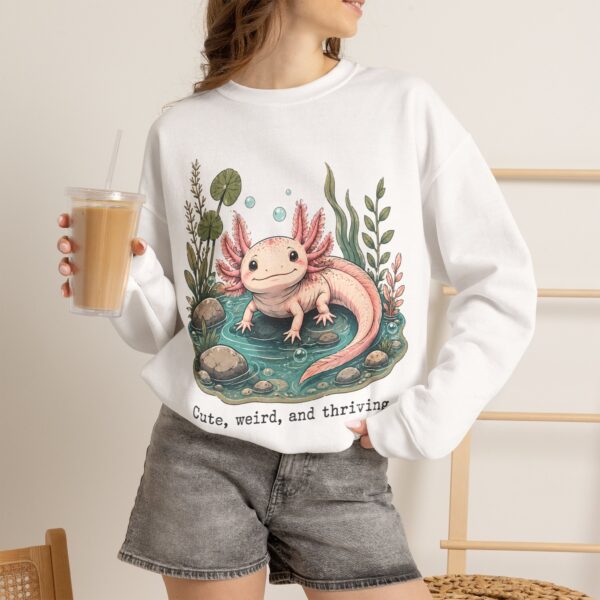 Axolotl Crewneck Sweatshirt — Cute, Weird & Thriving Graphic