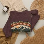 Vintage Mountain Camping Crewneck — "Map the Peaks / Camp the Quiet Miles"