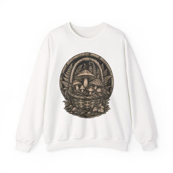 Vintage Woodcut Mushroom Basket Crewneck Sweatshirt