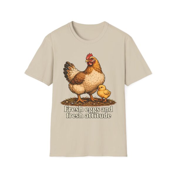 Chicken Farm T-Shirt — "Fresh Eggs and Fresh Attitude" Hen & Chick Tee