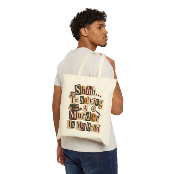Shhh I'm Solving a Murder in My Head Tote Bag | Mystery Book Lover Canvas Tote