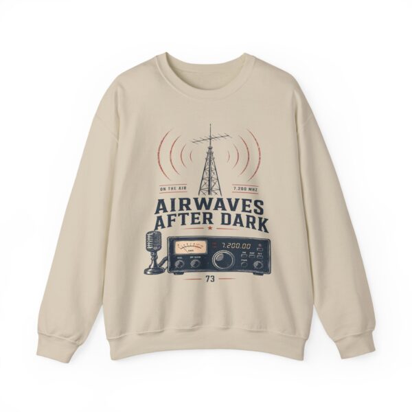 Airwaves After Dark Retro Radio Crewneck — Ham Radio Antenna Sweatshirt