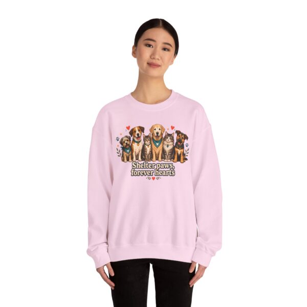 Shelter Paws Crewneck Sweatshirt — "Shelter Paws, Forever Hearts" Rescue Dog & Cat Pullover