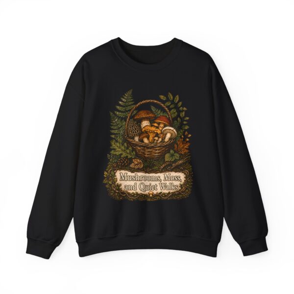 Mushroom Basket Sweatshirt — "Mushrooms, Moss, and Quiet Walks" Cozy Nature Crewneck
