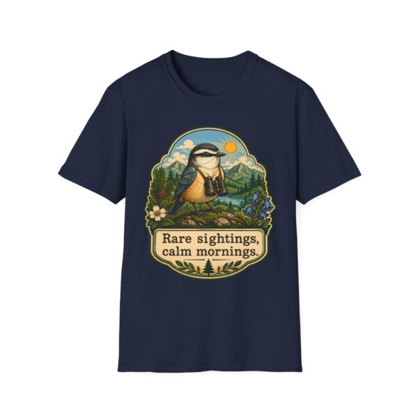 Rare Sightings Calm Mornings bird illustration T-Shirt | nature hiking outdoors