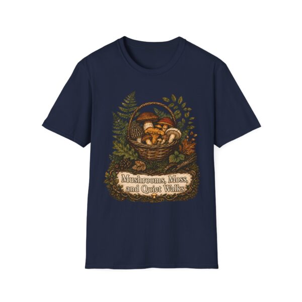 Mushrooms Walks Quiet Walks Wild Mushroom Basket T-Shirt | Foraging Nature Graphic Tee