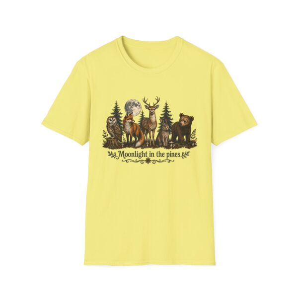 Moonlight in the Pines Wildlife T-Shirt — Deer, Bear, Fox & Owl Nature Tee