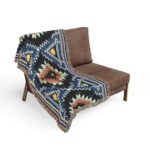 Woven Blanket - Aztec Southwestern Metro Blue Burnt Orange Yellow Black Pattern Print