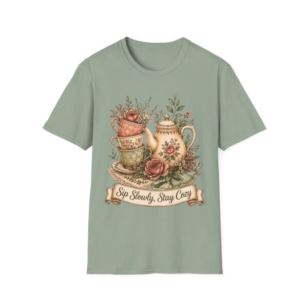 Tea Time Floral T-Shirt — "Sip Slowly, Stay Cozy" Vintage Teapot Tee