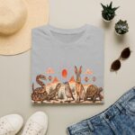 Desert Wildlife Illustration T-Shirt | Rabbit Snake Tortoise Birds, Soft Sand Vibe