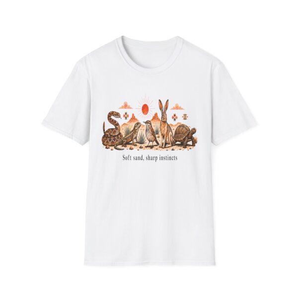 Desert Wildlife Illustration T-Shirt | Rabbit Snake Tortoise Birds, Soft Sand Vibe