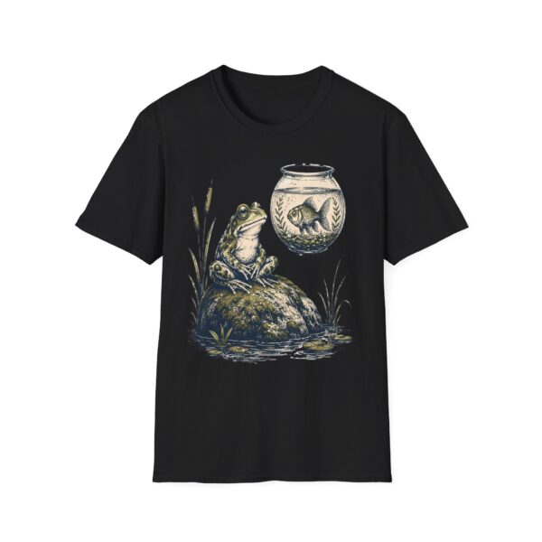 Vintage Frog & Floating Fishbowl T-Shirt — Whimsical Nature Tee