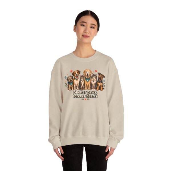 Shelter Paws Crewneck Sweatshirt — "Shelter Paws, Forever Hearts" Rescue Dog & Cat Pullover
