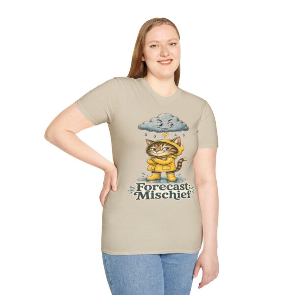 Cat Forecast T-Shirt — "Forecast: Mischief" Cute Rainy Day Cat Tee