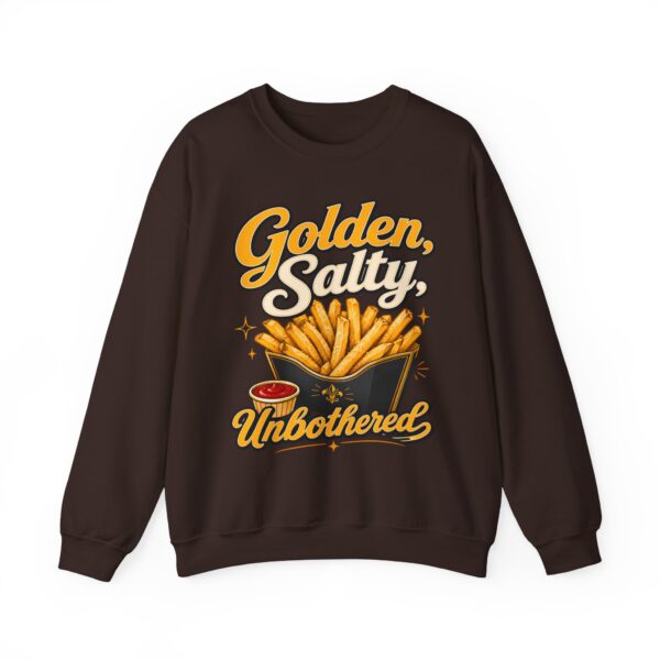 French Fry Crewneck Sweatshirt — "Golden, Salty, Unbothered" Graphic
