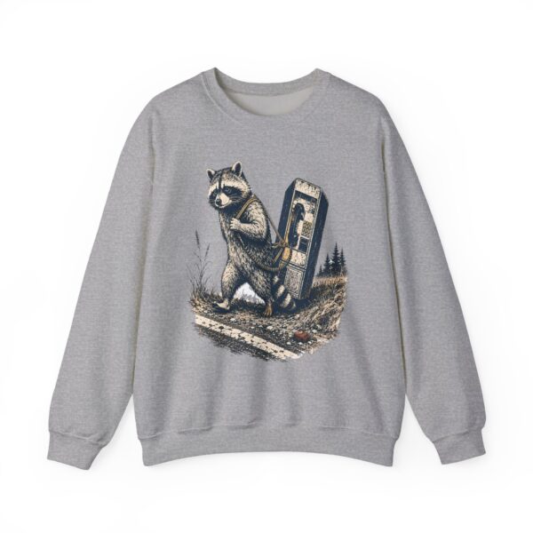 Raccoon in Ditch Vintage Crewneck Sweatshirt — Retro Payphone Graphic