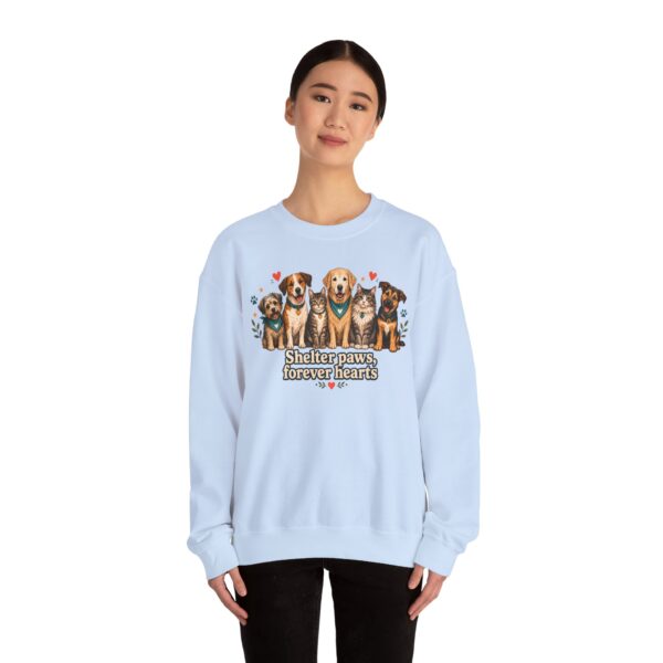 Shelter Paws Crewneck Sweatshirt — "Shelter Paws, Forever Hearts" Rescue Dog & Cat Pullover
