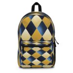Backpack - Blue and Gold Diamond Geometric Pattern Design