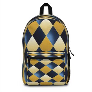 Backpack - Blue and Gold Diamond Geometric Pattern Design