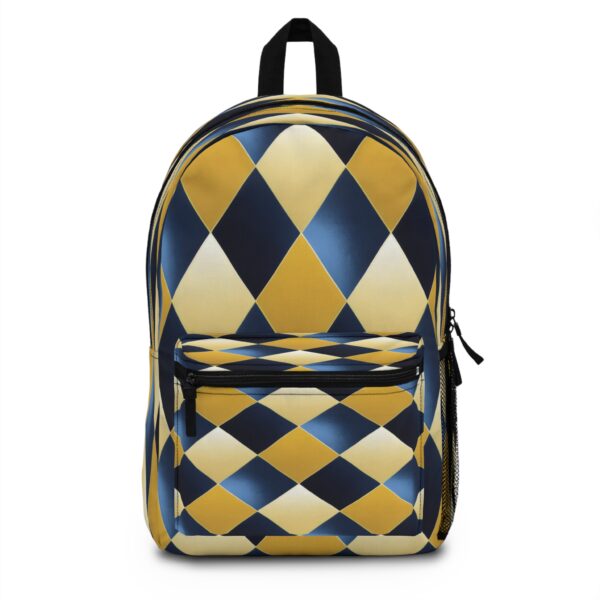 Backpack - Blue and Gold Diamond Geometric Pattern Design