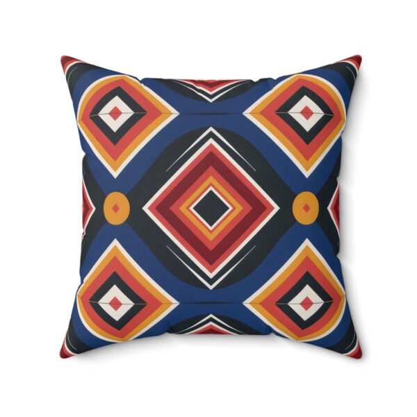 Square Pillow - Blue, Black, Orange, and Yellow Diamond Print