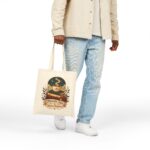 Moonlit Sips & Quiet Chapters Cotton Canvas Tote Bag — Cozy Booklover Nighttime Tote