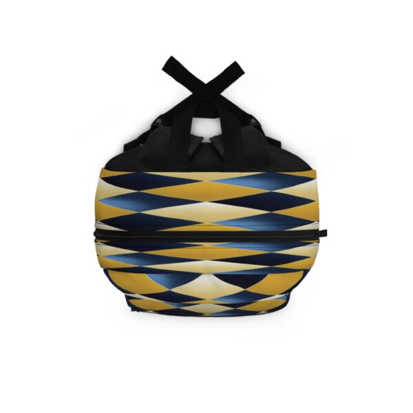 Backpack - Blue and Gold Diamond Geometric Pattern Design