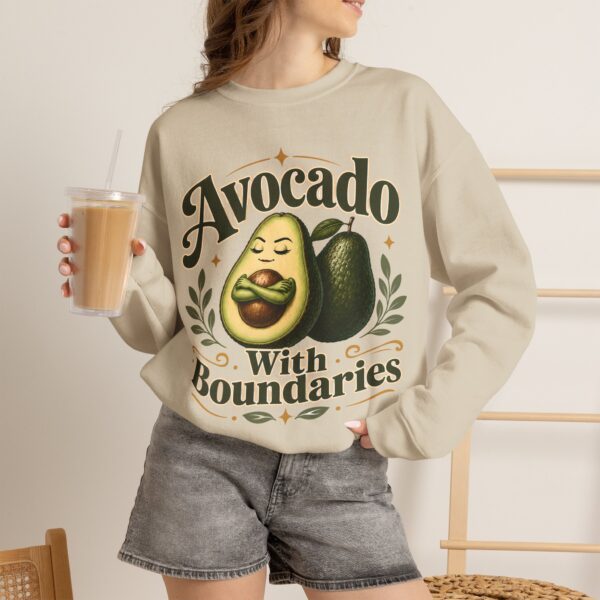 Avocado With Boundaries Crewneck Sweatshirt — Funny Avocado Graphic Pullover