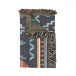 Woven Blanket - Southwestern Mountain Scene Blanket with Geometric Shapes