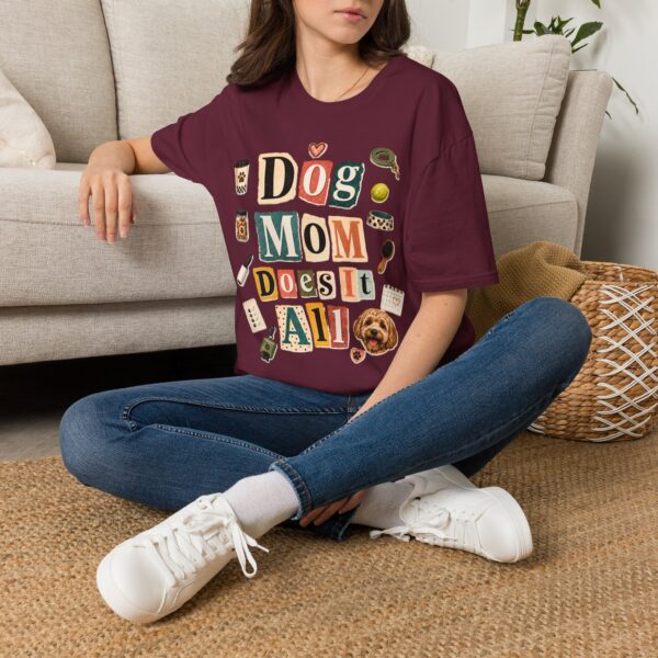 Dog Mom T-Shirt — "Dog Mom Does It All" Playful Collage Tee for Pet Lovers