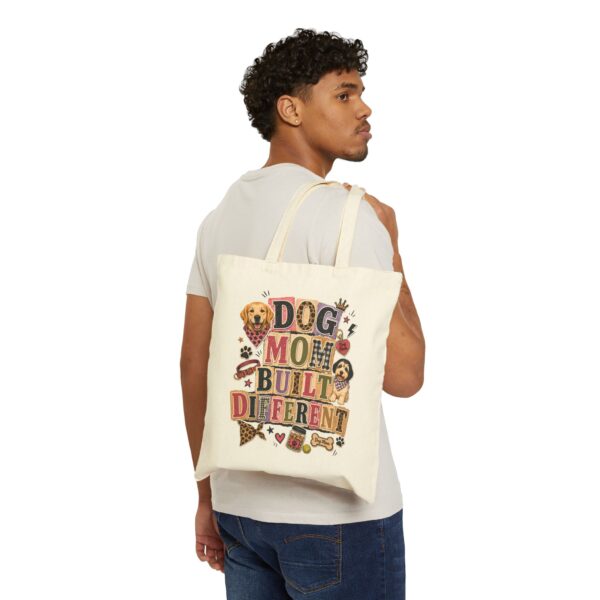 Dog Mom Built Different Canvas Tote Bag — Cotton Grocery & Market Bag