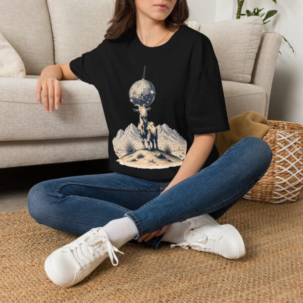 Goat Disco T-Shirt — Retro Monochrome 'Unfazed Goat' Graphic