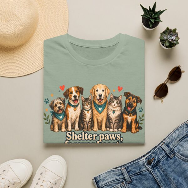 Shelter Paws Forever Hearts Rescue Dogs & Cats Adoption T-Shirt
