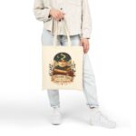 Moonlit Sips & Quiet Chapters Cotton Canvas Tote Bag — Cozy Booklover Nighttime Tote